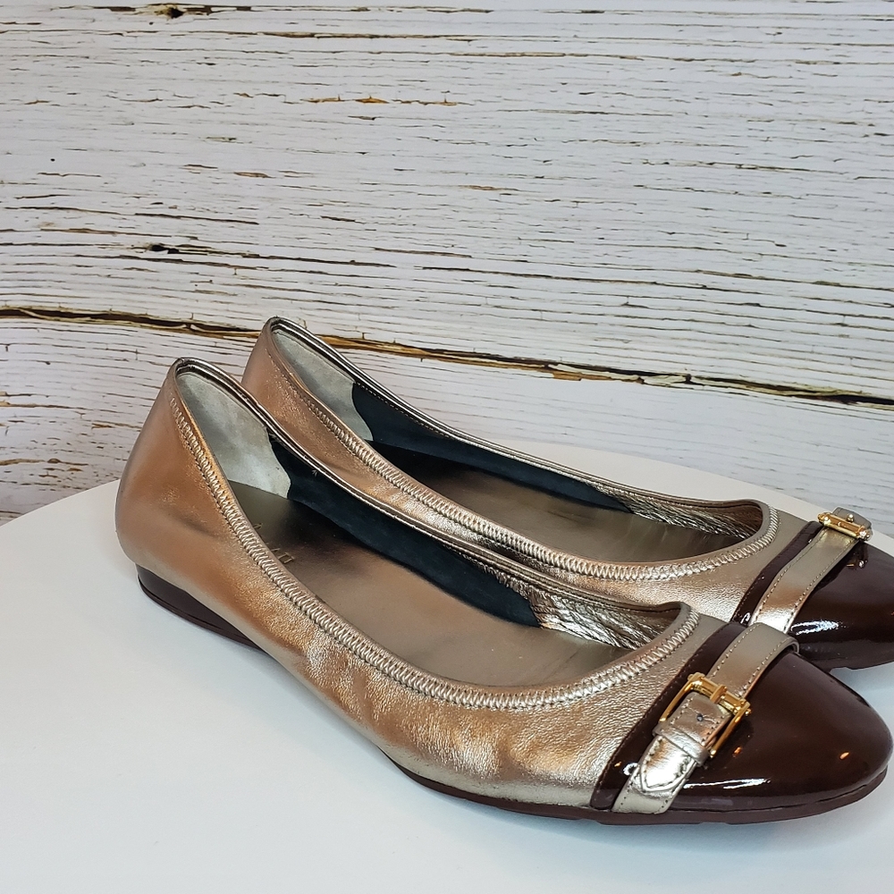 Cole Haan Nike Air bronze buckle flat brown toe